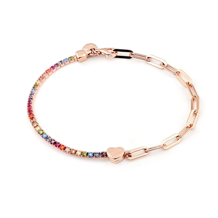 Jack&Co Bracciale Cuore Rosa e Tennis Multicolor
