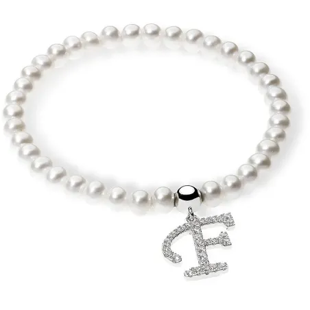 Ambrosia Argento Bracciale Perle e Iniziale | Agold