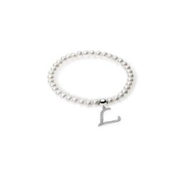 Ambrosia Argento Bracciale Perle e Iniziale