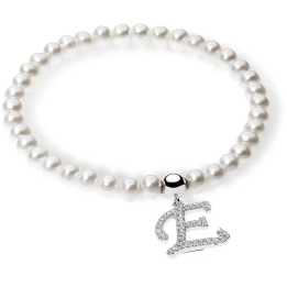 Ambrosia Argento Bracciale Perle e Iniziale