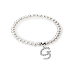 Ambrosia Argento Bracciale Perle e Iniziale