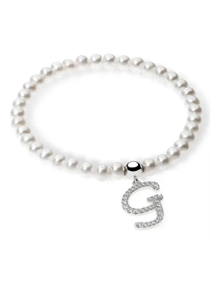 Ambrosia Argento Bracciale Perle e Iniziale | Agold