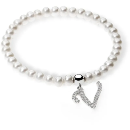 Ambrosia Argento Bracciale Perle e Iniziale