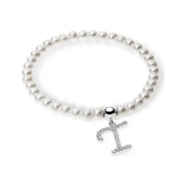 Ambrosia Argento Bracciale Perle e Iniziale