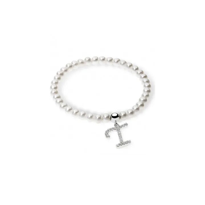 Ambrosia Argento Bracciale Perle e Iniziale