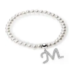 Ambrosia Argento Bracciale Perle e Iniziale