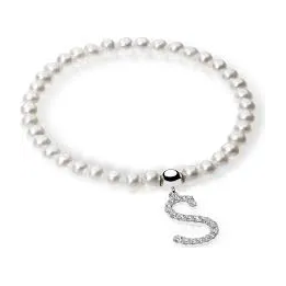 Ambrosia Argento Bracciale Perle e Iniziale