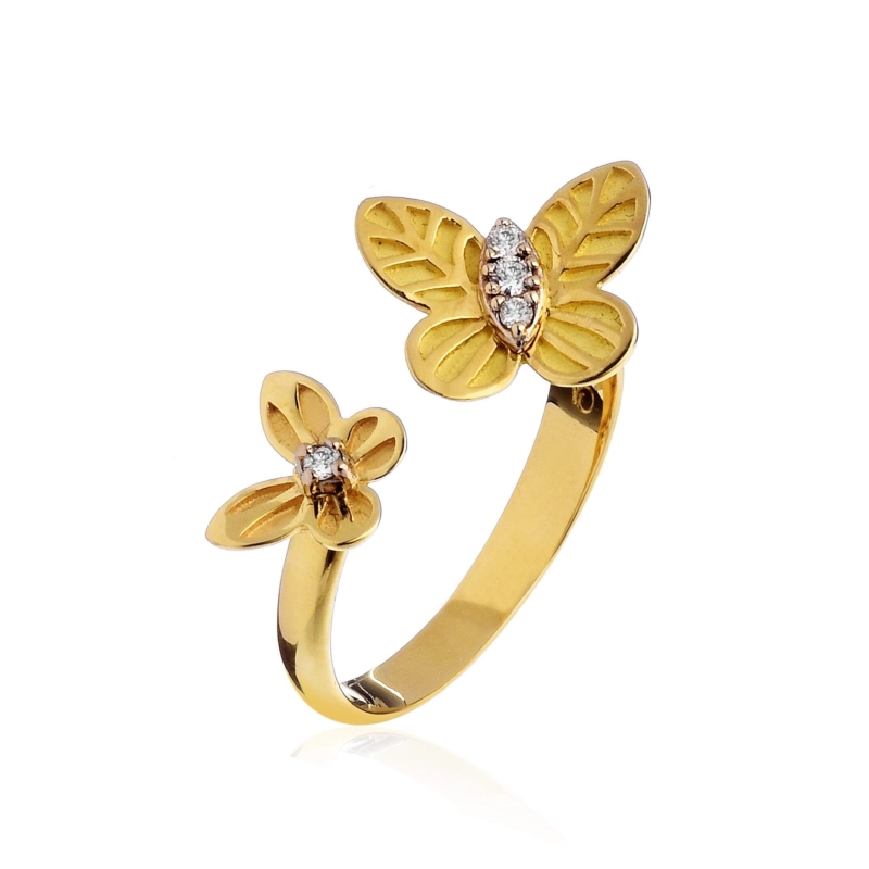 Luigi Quaglia Anello Farfalle in oro e diamanti | Agold