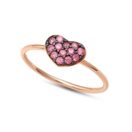 Ambrosia Anello Cuore in Oro rosè e zirconi rosa