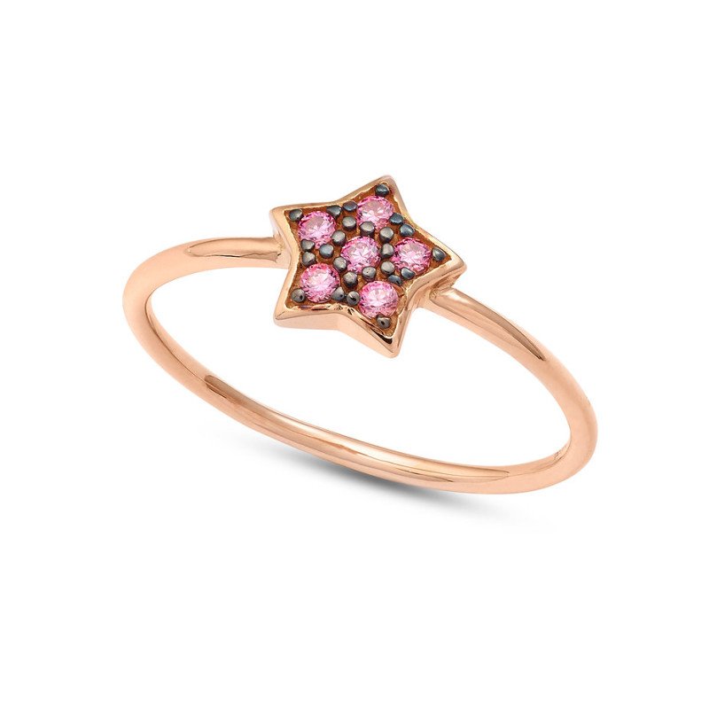 Ambrosia Anello Stella in Oro rosè e zirconi rosa