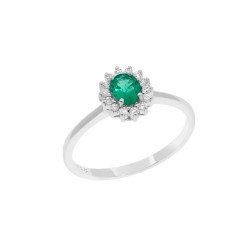 COMETE Anello in Oro Diamanti e Smeraldo ovale