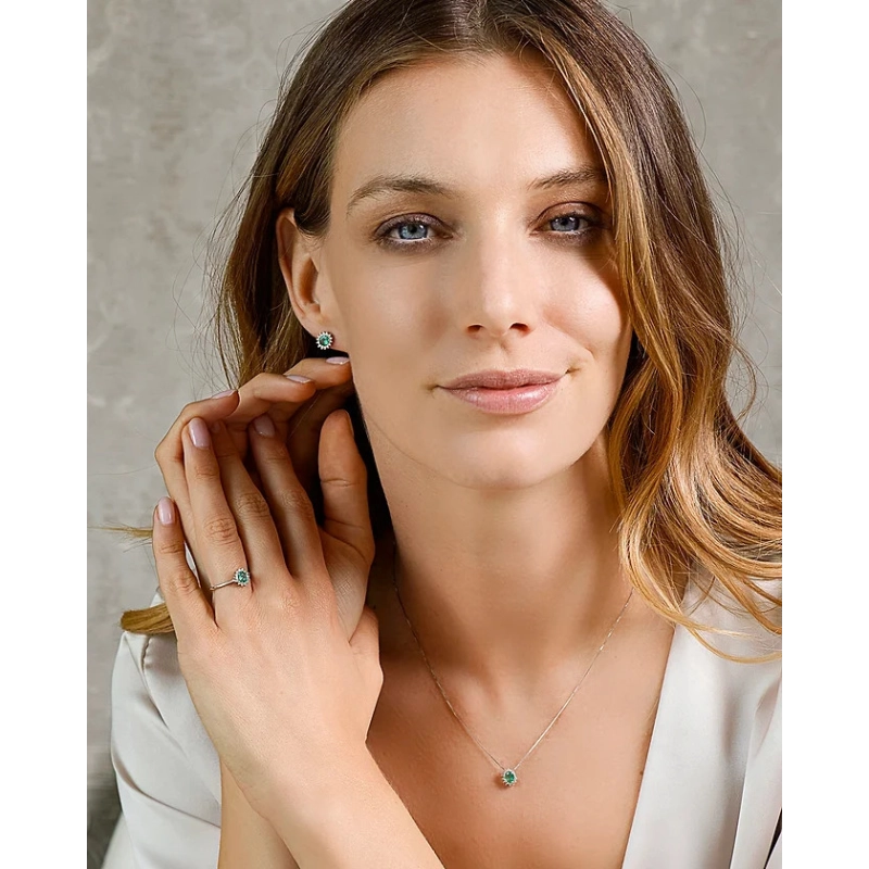 COMETE Anello in Oro Diamanti e Smeraldo ovale | Agold