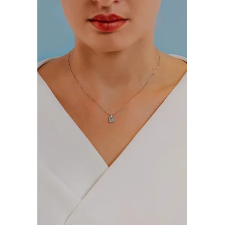 COMETE Collana in Oro Diamanti e Acquamarina Ottagonale | Agold