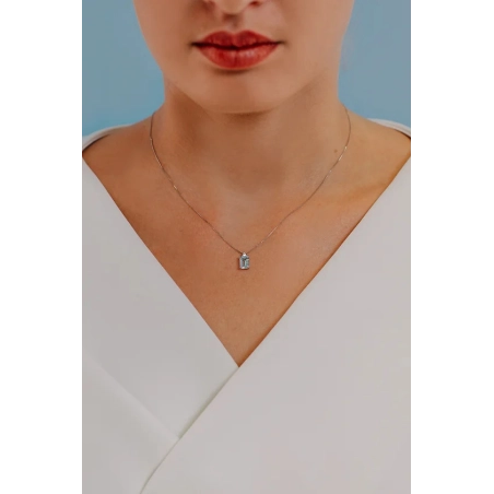 COMETE Collana in Oro Diamanti e Acquamarina Ottagonale | Agold