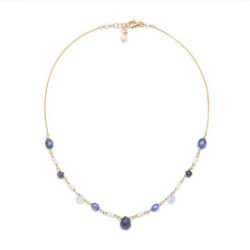 ISHWARA JEWELLERY Girocollo Frida con Tanzaniti, Calcedoni e Perle Naturali
