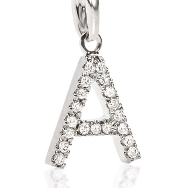 Ambrosia Ciondolo Lettera A in Oro con Zirconi Bianchi | Agold