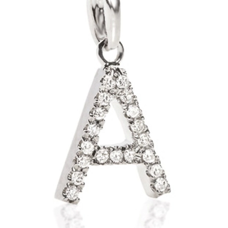 Ambrosia Ciondolo Lettera A in Oro con Zirconi Bianchi | Agold