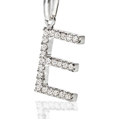 Ambrosia Ciondolo Lettera E in Oro con Zirconi Bianchi | Agold