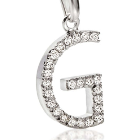 Ambrosia Ciondolo Lettera G in Oro con Zirconi Bianchi | Agold