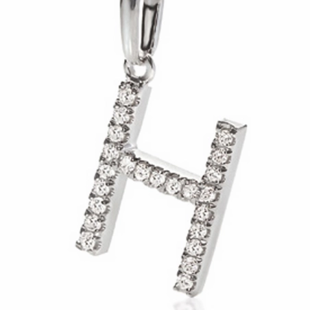 Ambrosia Ciondolo Lettera H in Oro con Zirconi Bianchi | Agold