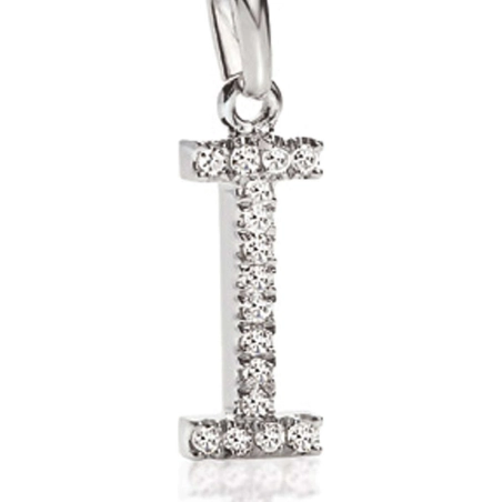 Ambrosia Ciondolo Lettera I in Oro con Zirconi Bianchi | Agold