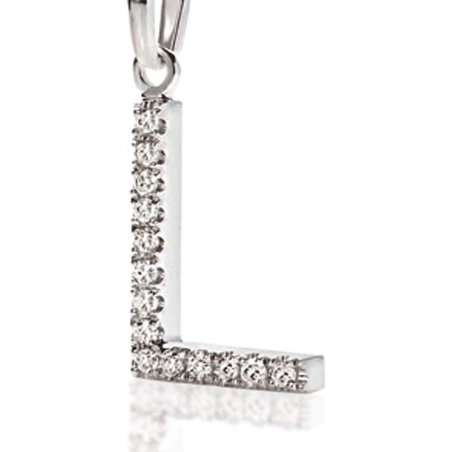 Ambrosia Ciondolo Lettera L in Oro con Zirconi Bianchi | Agold