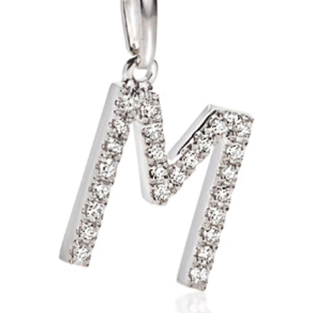 Ambrosia Ciondolo Lettera M in Oro con Zirconi Bianchi | Agold