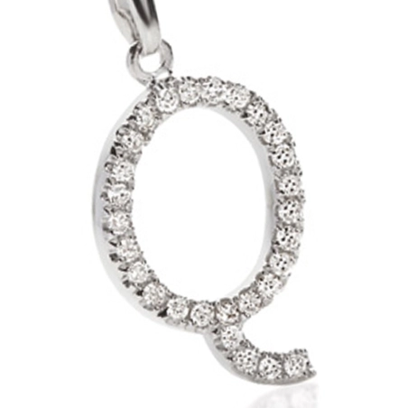 Ambrosia Ciondolo Lettera Q in Oro con Zirconi Bianchi | Agold