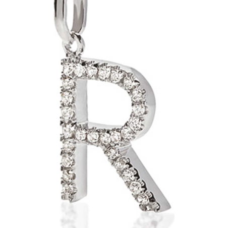 Ambrosia Ciondolo Lettera R in Oro con Zirconi Bianchi | Agold