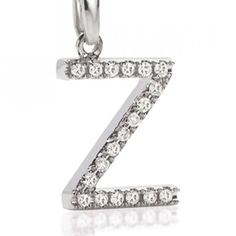 Ambrosia Ciondolo Lettera Z in Oro con Zirconi Bianchi | Agold