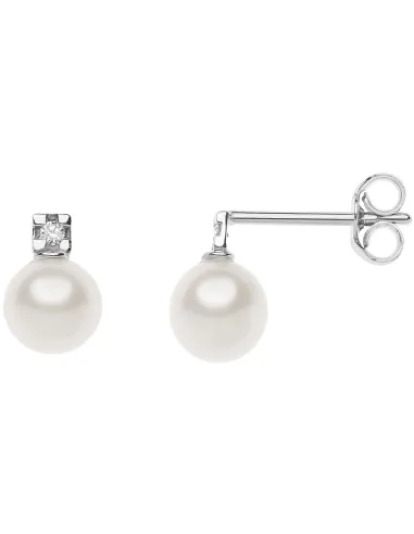Orecchini Comete Diamante e Perla | Agold