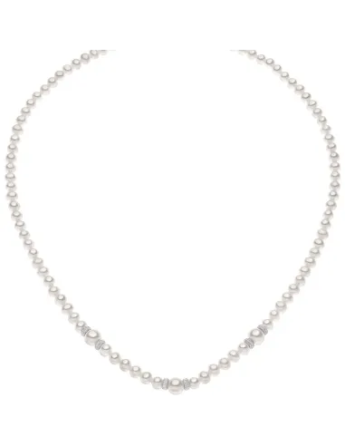 Collana Comete Oro Bianco e Perle