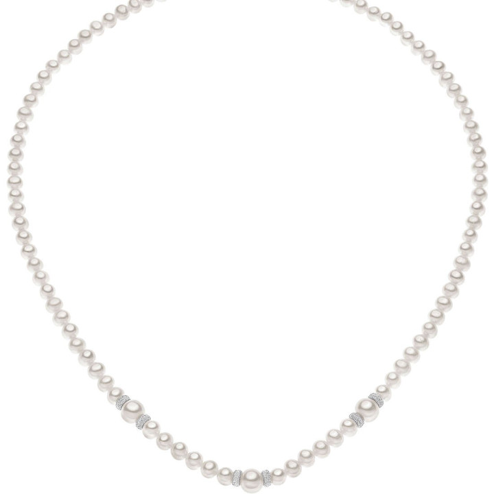 Collana Comete Oro Bianco e Perle