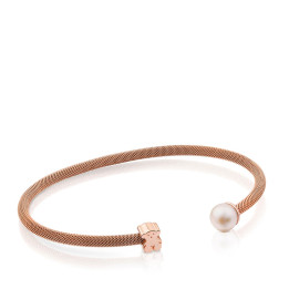 Bangle TOUS Mesh Argento vermeil e acciaio con perla