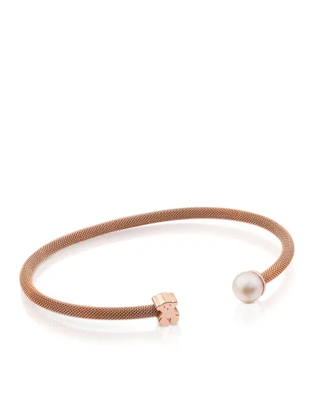 Bangle TOUS Mesh Argento vermeil e acciaio con perla | Agold