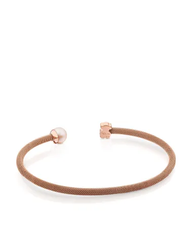 Bangle TOUS Mesh Argento vermeil e acciaio con perla | Agold