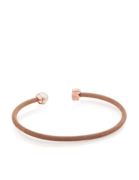 Bangle TOUS Mesh Argento vermeil e acciaio con perla | Agold
