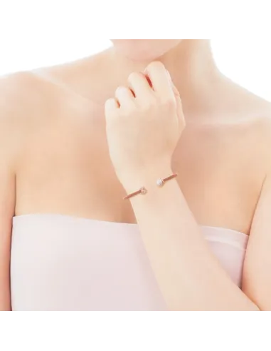 Bangle TOUS Mesh Argento vermeil e acciaio con perla | Agold