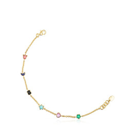 Bracciale TOUS Glory in Argento Vermeil Dorato con Pietre.