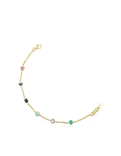 Bracciale TOUS Glory in Argento Vermeil Dorato con Pietre.