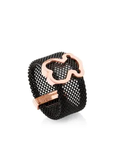 Anello TOUS Icon Mesh in argento vermeil rosa e acciaio.