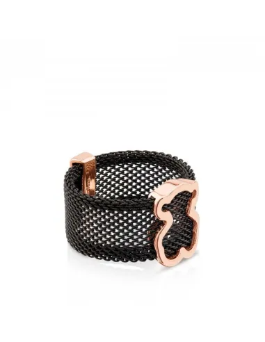 Anello TOUS Icon Mesh in argento vermeil rosa e acciaio. | Agold