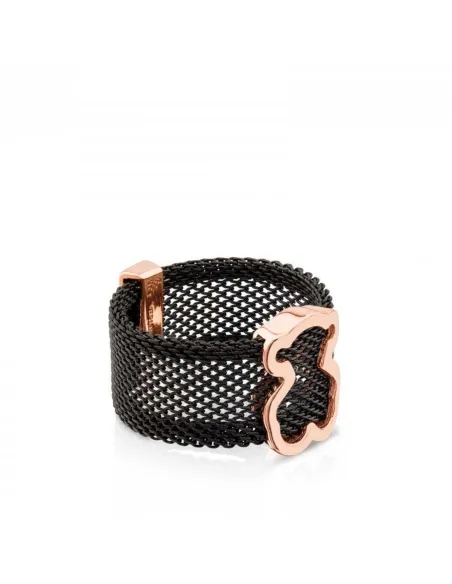 Anello TOUS Icon Mesh in argento vermeil rosa e acciaio. | Agold