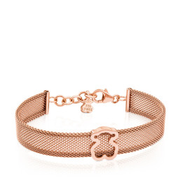 Bracciale TOUS Icon Mesh in Argento Vermeil Oro Rosa e Acciaio.