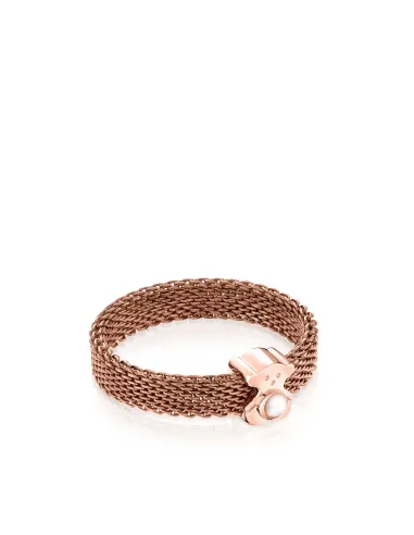 Anello TOUS Real Sisy in Acciaio e Argento Vermeil Oro Rosa con perla