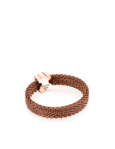 Anello TOUS Real Sisy in Acciaio e Argento Vermeil Oro Rosa con perla