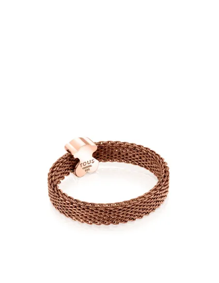 Anello TOUS Real Sisy in Acciaio e Argento Vermeil Oro Rosa con perla