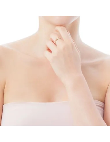 Anello TOUS Real Sisy in Acciaio e Argento Vermeil Oro Rosa con perla