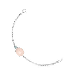 Bracciale TOUS Falla in Argento Quarzo Rosa e Topazio Azzurro