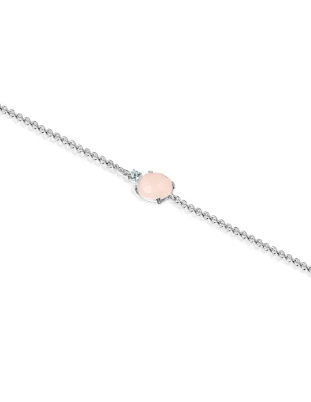 Bracciale TOUS Falla in Argento Quarzo Rosa e Topazio Azzurro